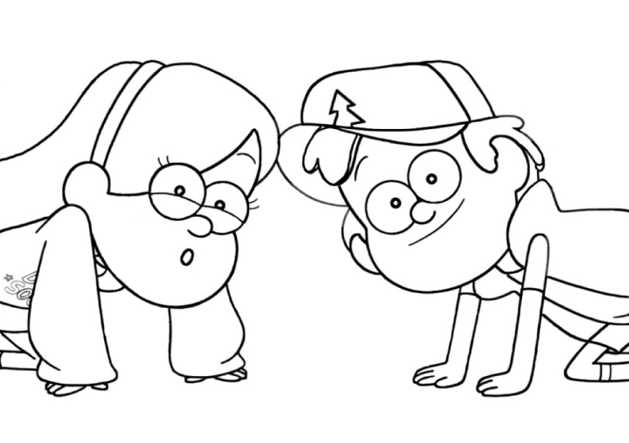 Gêmeos Dipper e Mabel em ternos